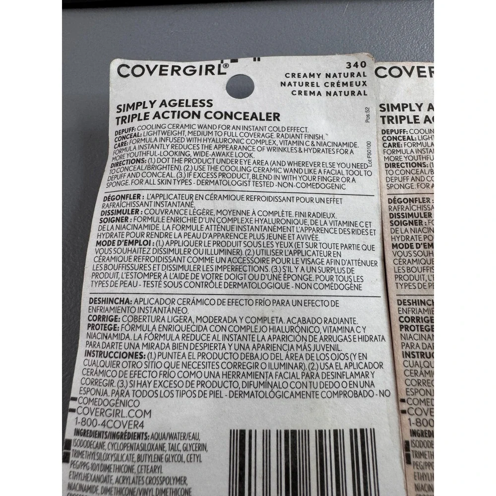 Covergirl Simply Ageless Concealer Women 340 Creamy Natural NEW Triple Action